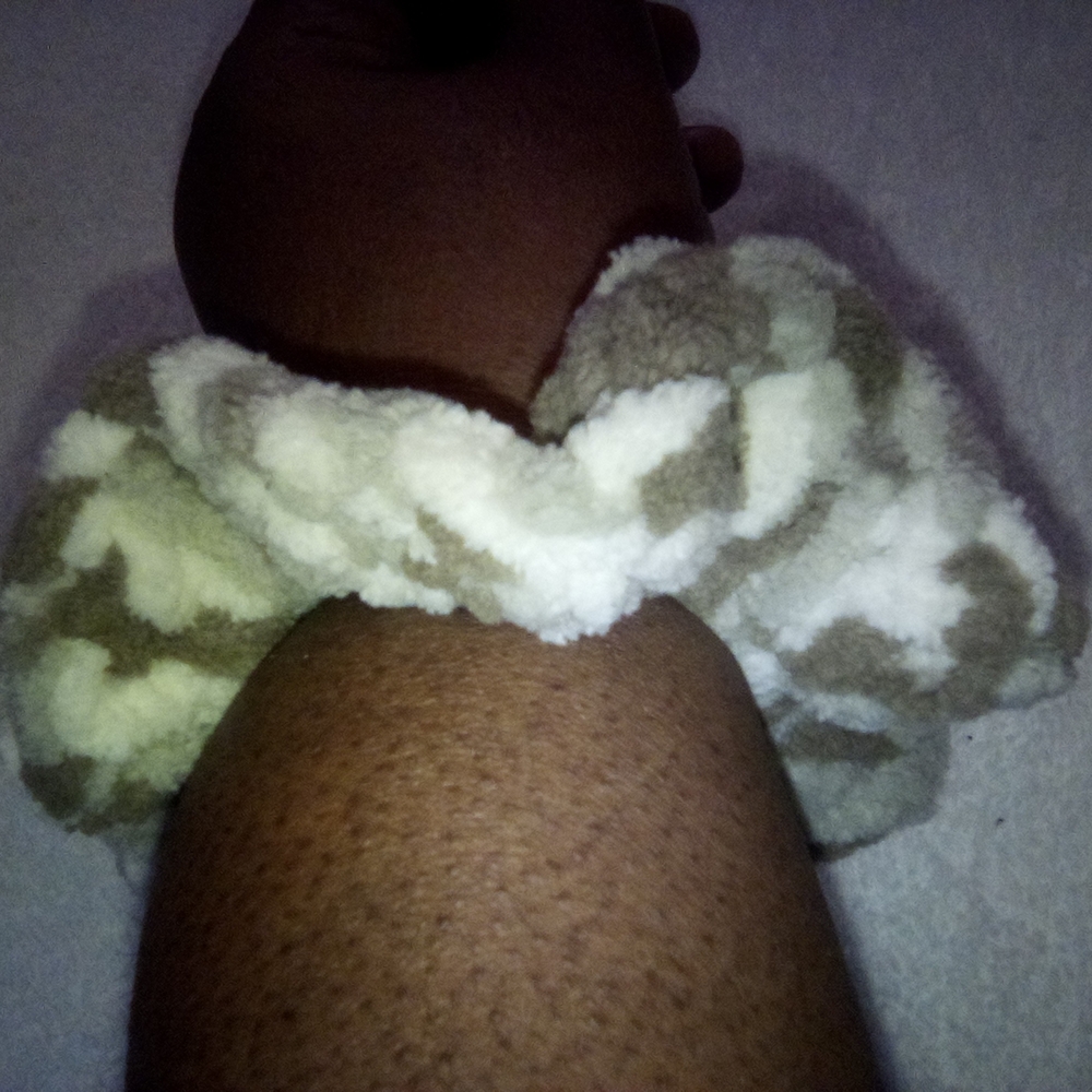 Soft Fluffy Camouflage (Tan, White, Coffe And Gray Scrunchie